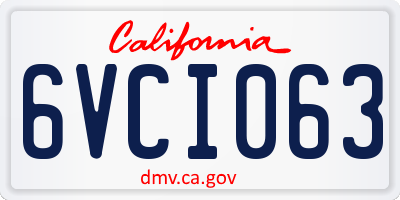 CA license plate 6VCI063