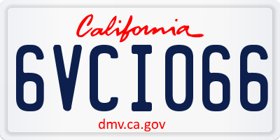 CA license plate 6VCI066