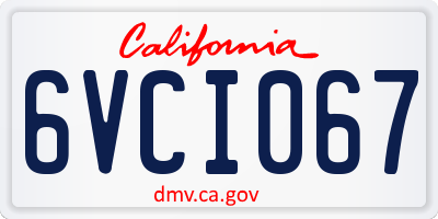 CA license plate 6VCI067