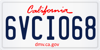 CA license plate 6VCI068