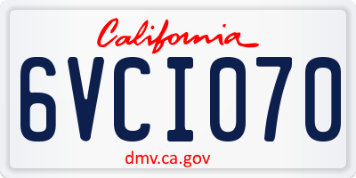 CA license plate 6VCI070