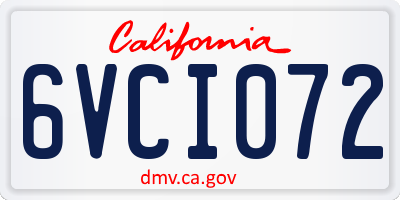 CA license plate 6VCI072