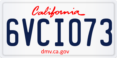 CA license plate 6VCI073