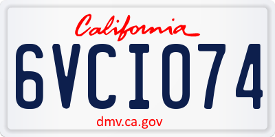CA license plate 6VCI074