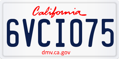 CA license plate 6VCI075
