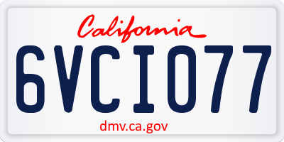 CA license plate 6VCI077