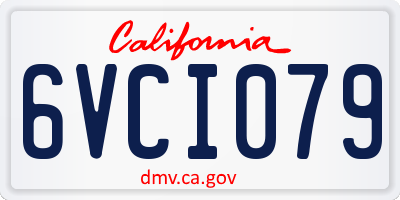 CA license plate 6VCI079
