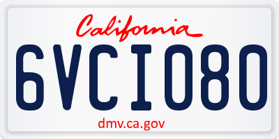 CA license plate 6VCI080
