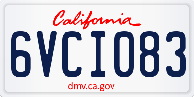 CA license plate 6VCI083