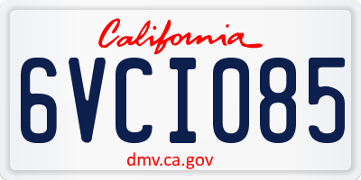 CA license plate 6VCI085