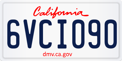 CA license plate 6VCI090