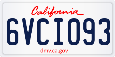 CA license plate 6VCI093