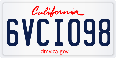 CA license plate 6VCI098