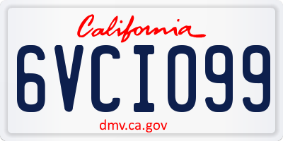 CA license plate 6VCI099