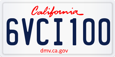 CA license plate 6VCI100