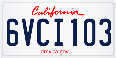 CA license plate 6VCI103