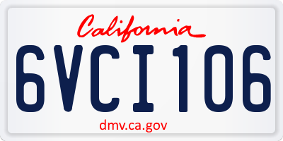 CA license plate 6VCI106