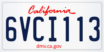 CA license plate 6VCI113