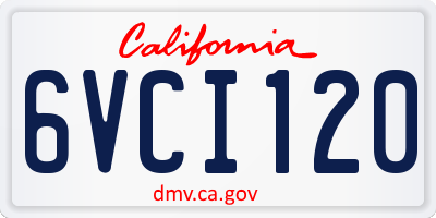 CA license plate 6VCI120