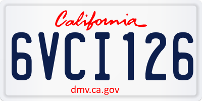 CA license plate 6VCI126
