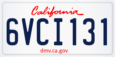 CA license plate 6VCI131