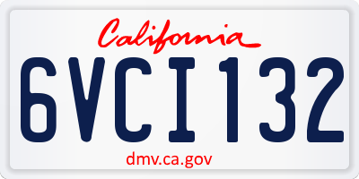 CA license plate 6VCI132