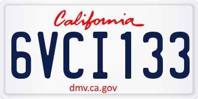 CA license plate 6VCI133