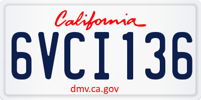 CA license plate 6VCI136
