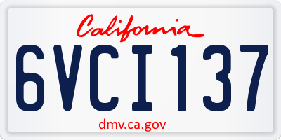 CA license plate 6VCI137