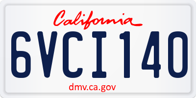 CA license plate 6VCI140