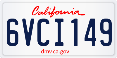CA license plate 6VCI149