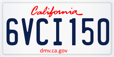 CA license plate 6VCI150