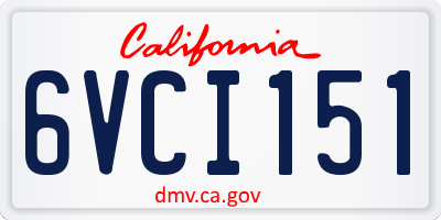 CA license plate 6VCI151
