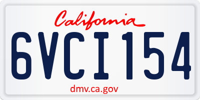 CA license plate 6VCI154