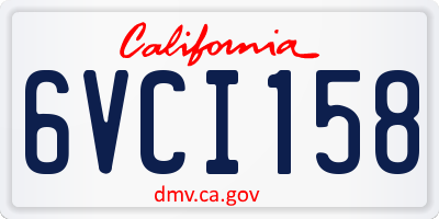 CA license plate 6VCI158