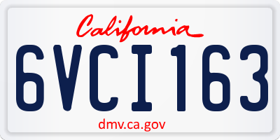 CA license plate 6VCI163