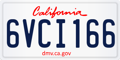 CA license plate 6VCI166