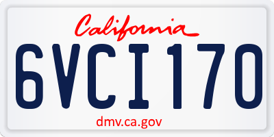 CA license plate 6VCI170