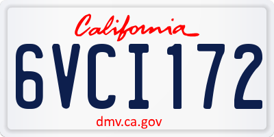 CA license plate 6VCI172