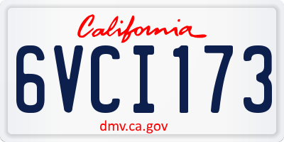 CA license plate 6VCI173