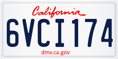 CA license plate 6VCI174