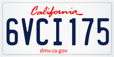 CA license plate 6VCI175