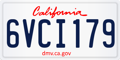 CA license plate 6VCI179