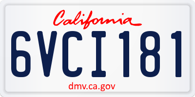 CA license plate 6VCI181