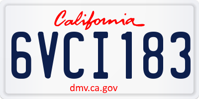 CA license plate 6VCI183