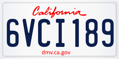 CA license plate 6VCI189