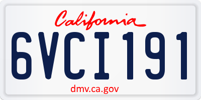 CA license plate 6VCI191