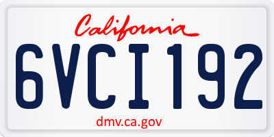 CA license plate 6VCI192