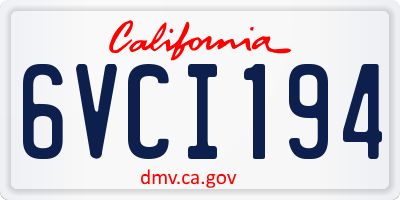 CA license plate 6VCI194