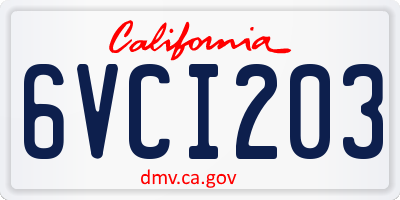 CA license plate 6VCI203